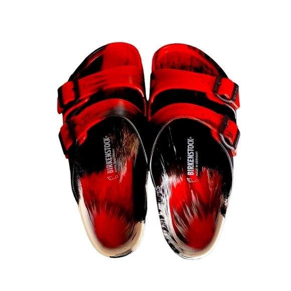 Birkenstock Other - BIRKENSTOCK Double Strap Men's Red & Black Slide  Sandals Size 11-11.5/ Size 44